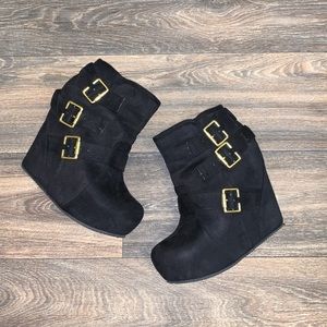 Belted Platform Wedge Booties